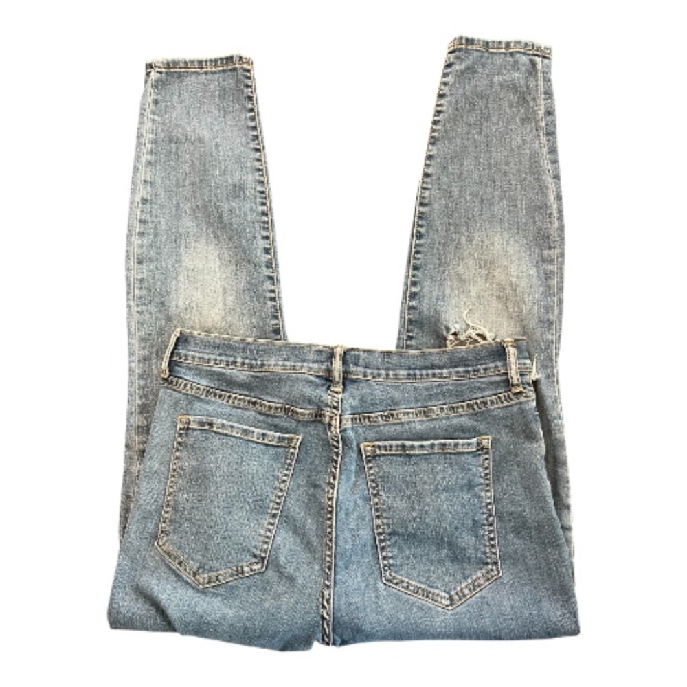 EUC Banana Republic high rise skinny distressed blue jeans | size 12 - Picture 6 of 10